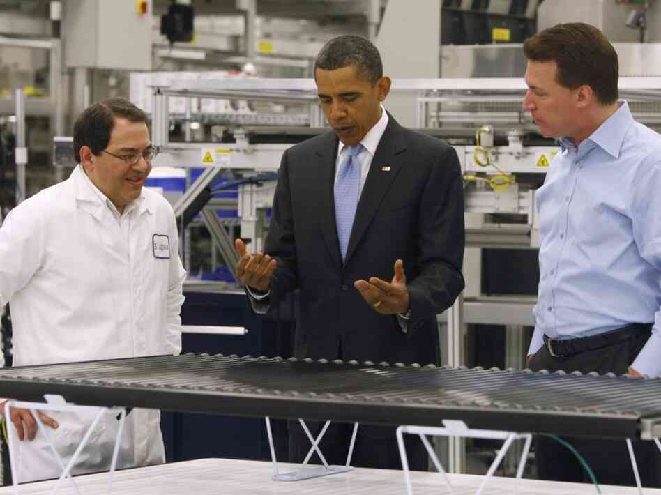 Obama with solar panel Obama with solar panel